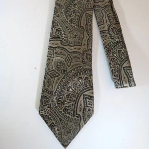 KENNETH ROBERTS PLATINUM 100% Silk Gold Black Tie 63" x 3.5"